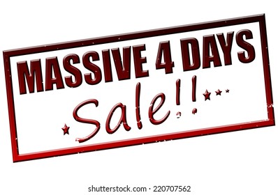 Rubber stamp with text massive four days sale inside, vector illustration