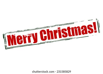 Rubber stamp with text Merry Christmas inside, vector illustration