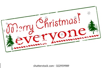 Rubber stamp with text Merry Christmas everyone inside, vector illustration