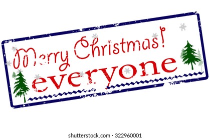 Rubber stamp with text Merry Christmas everyone inside, vector illustration