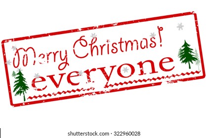 Rubber stamp with text Merry Christmas everyone inside, vector illustration