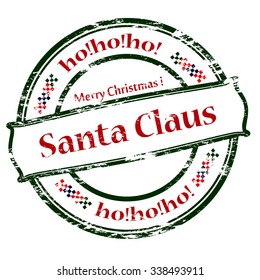 Rubber stamp with text Merry Christmas Santa Claus inside, vector illustration