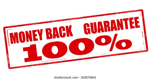 Rubber stamp with text money back guarantee one hundred percent inside, vector illustration