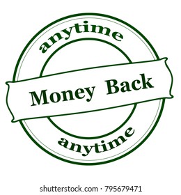 Rubber stamp with text money back anytime inside, vector illustration