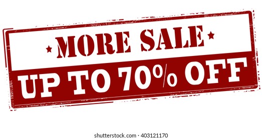 Rubber stamp with text more sale up to seventy percent off inside, vector illustration