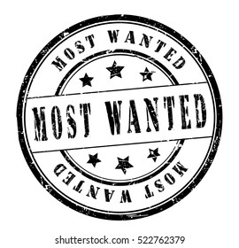 rubber stamp with text "most wanted" on white, vector illustration