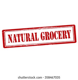 Rubber stamp with text natural grocery inside, vector illustration