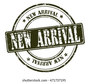 rubber stamp with text "new arrival" on white, vector illustration