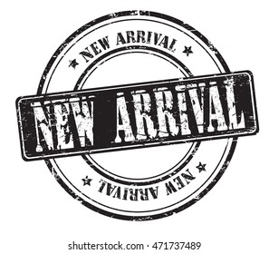 rubber stamp with text "new arrival" on white, vector illustration