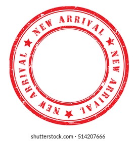 rubber stamp with text "new arrival" on white, vector illustration