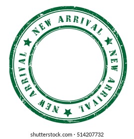 rubber stamp with text "new arrival" on white, vector illustration