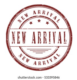 rubber stamp with text "new arrival" on white, vector illustration