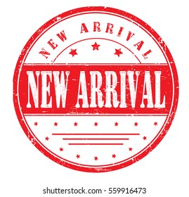 rubber stamp with text "new arrival" on white, vector illustration