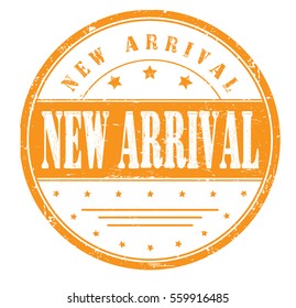 rubber stamp with text "new arrival" on white, vector illustration