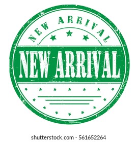 rubber stamp with text "new arrival" on white, vector illustration