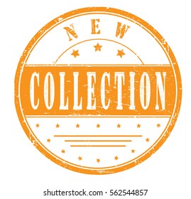 rubber stamp with text "new collection" on white, vector illustration