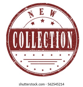 rubber stamp with text "new collection" on white, vector illustration