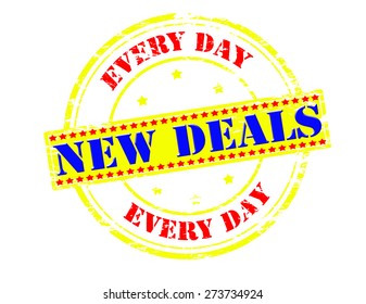 Rubber stamp with text new deals inside, vector illustration