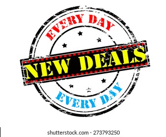 Rubber stamp with text new deals inside, vector illustration