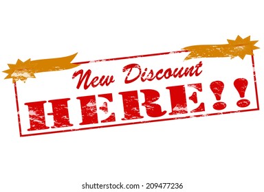 Rubber stamp with text new discount here inside, vector illustration