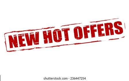 Rubber stamp with text new hot offers inside, vector illustration