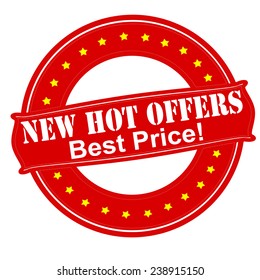 Rubber stamp with text new hot offers inside, vector illustration