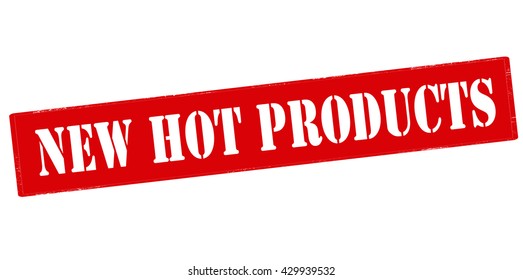 Rubber stamp with text new hot products inside, vector illustration