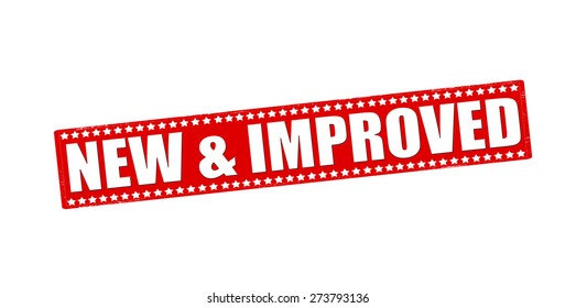 Rubber stamp with text new and improved inside, vector illustration