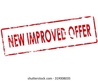 Rubber stamp with text new improved offer inside, vector illustration