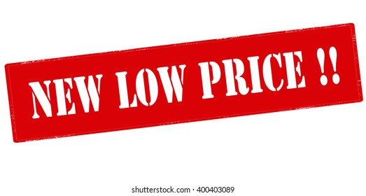 Rubber stamp with text new low price inside, vector illustration`