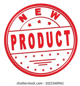 rubber stamp with text "new product" on white, vector illustration