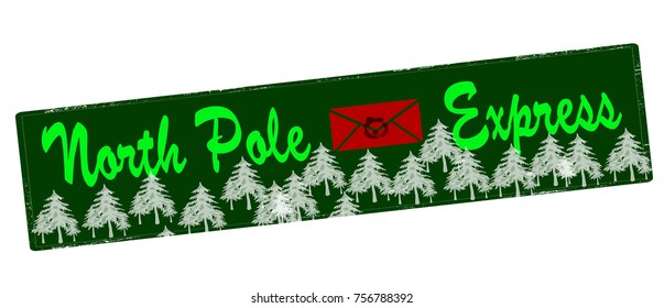 Rubber stamp with text North Pole express inside, vector illustration
