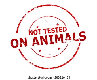 Rubber stamp with text not tested on animals inside, vector illustration
