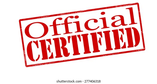 Rubber stamp with text official certified inside, vector illustration