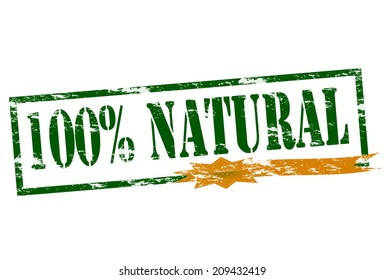 Rubber stamp with text one hundred percent natural inside, vector illustration