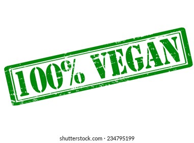 Rubber stamp with text one hundred percent vegan inside, vector illustration