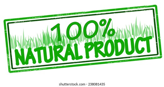 Rubber stamp with text one hundred percent natural product inside, vector illustration