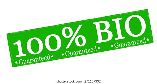 Rubber stamp with text one hundred percent bio inside, vector illustration