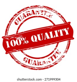 Rubber stamp with text one hundred percent quality inside, vector illustration