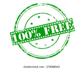 Rubber stamp with text one hundred percent free inside, vector illustration