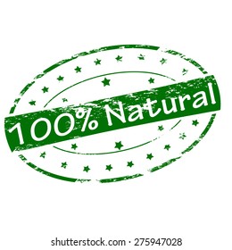 Rubber stamp with text one hundred percent natural inside, vector illustration