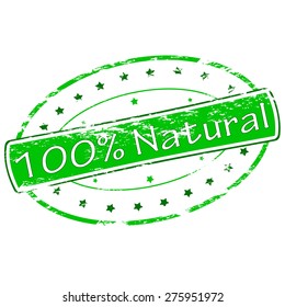 Rubber stamp with text one hundred percent natural inside, vector illustration