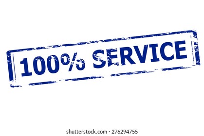 Rubber stamp with text one hundred percent service inside, vector illustration