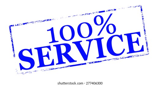 Rubber stamp with text one hundred percent service inside, vector illustration