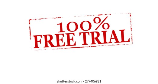 Rubber stamp with text one hundred percent free trial inside, vector illustration