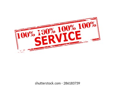 Rubber stamp with text one hundred percent service inside, vector illustration