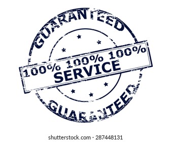 Rubber stamp with text one hundred percent service inside, vector illustration