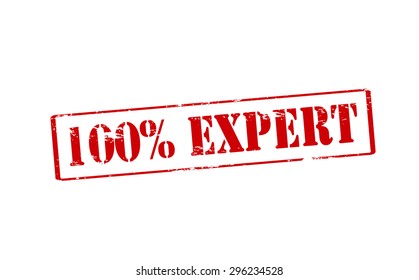 Rubber stamp with text one hundred percent expert inside, vector illustration