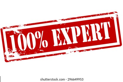 Rubber stamp with text one hundred percent expert inside, vector illustration