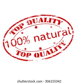 Rubber stamp with text one hundred percent natural inside, vector illustration